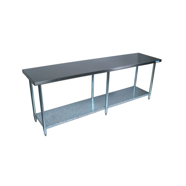 Bk Resources Flat Top Work Table Stainless Steel w/Galvanized Undershelf 96"Wx30"D VTT-9630